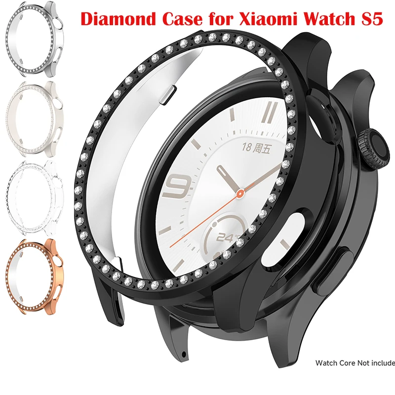 Bling-Hülle für Xiaomi Watch S5, Schutzhülle aus PC, glänzende Diamantabdeckung, Bumper ohne Glas für Xiaomi Watch S5, Zubehör