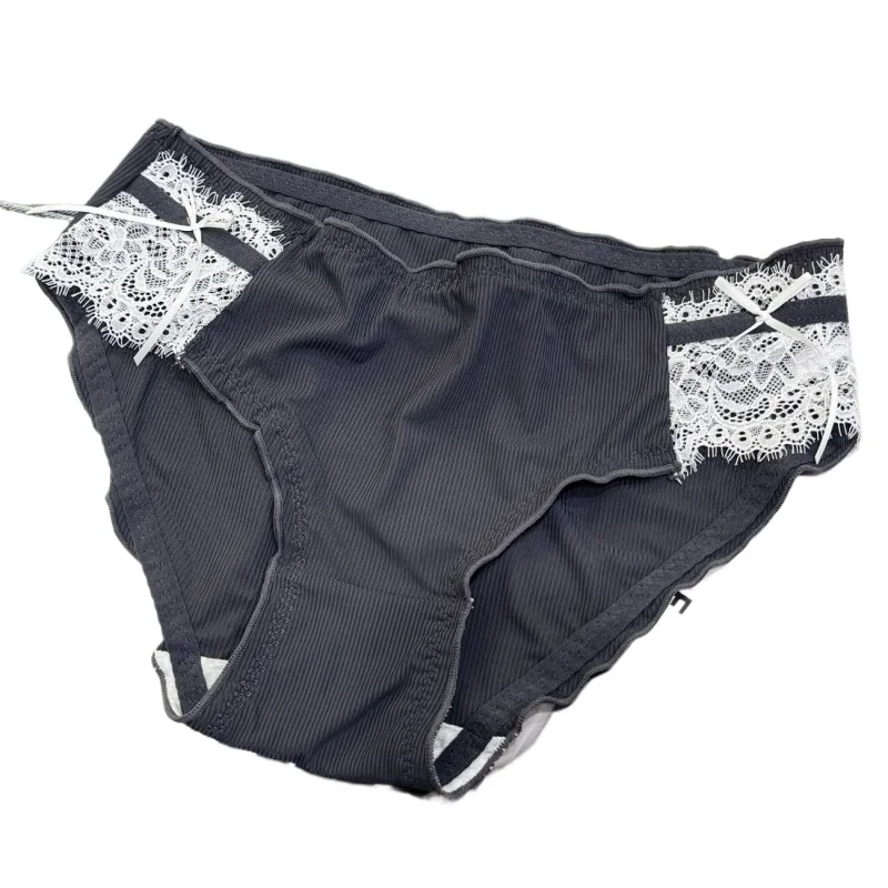Women's Thin Breathable Simple Double Bow Ruffle Edge Sweet Girl Briefs Smooth and Soft Panties Large Size 95 Fat Mm Underwear