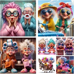 Funny Grandma Dance DIY Diamond Embroidery Diamond Painting Full Square Drill Mosaic Cross Stitch Children Gift Christmas Decor