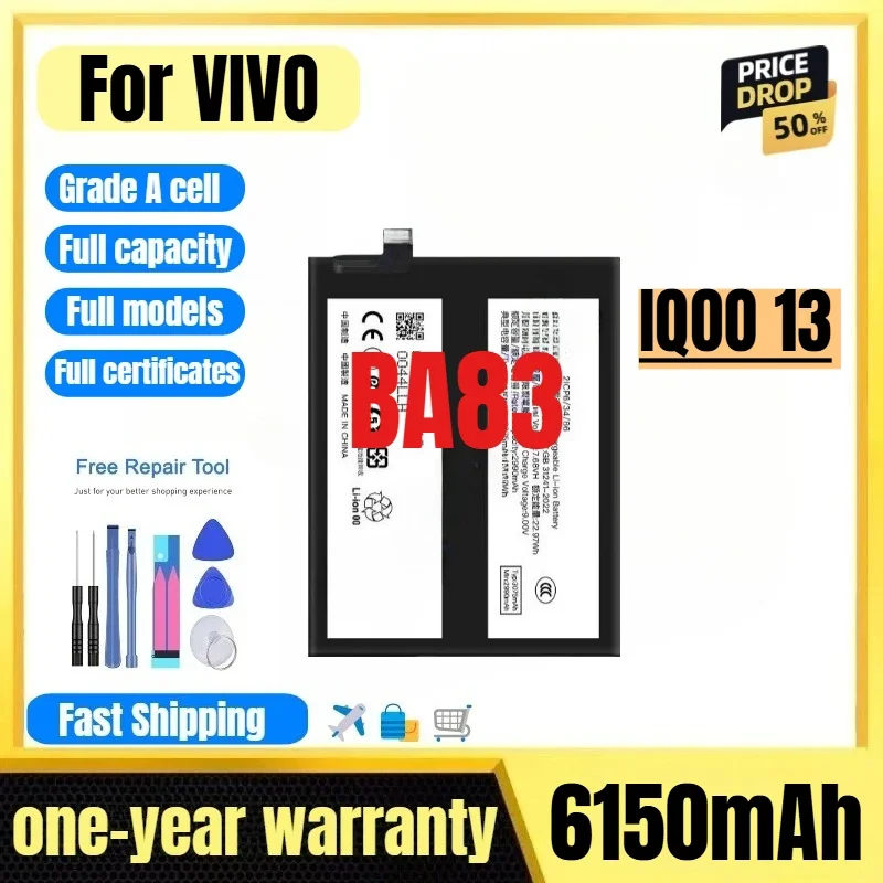 BA83 for VIVO IQOO 13 Mobile Phone Battery High Quality High Capacity Battery Replacement Bateria Grade A Cell with Tools