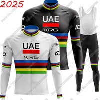 2025 UAE World Champion Team Long Sleeve Cycling Jersey Set Men Summer Winter Clothing Suit MTB Bike Road Pants Bib Ropa Maillot