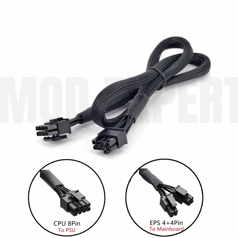 

CPU Power Cable for Corsair Type 3 & Type 4 RMi RMx AXi HX HXi RM CSM CXM TXM SF Modular Power, 4+4Pin EPS12V Sleeved Net 60 CM