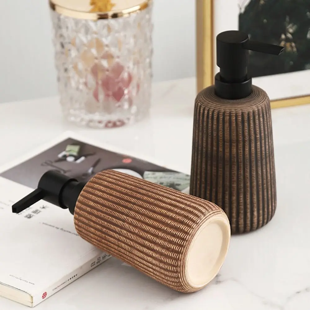 Dispensador de sabão cerâmico recarregável, grande capacidade, criativo, bomba de espuma marrom, garrafa vazia, vintage, recipiente de armazenamento de líquidos, cozinha