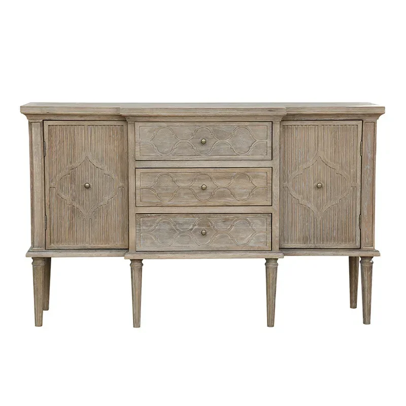 

Резной шкафчик из белого дуба в американском стиле кантри, боковой шкаф для гостиной и столовой