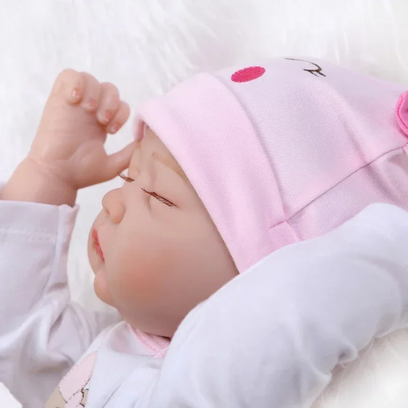 55cm Reborn Doll Soft Silicone Reborn Close Eye Real Looking Baby Dolls Toys for Gift As Children Playmate Doll Popupar Reborn