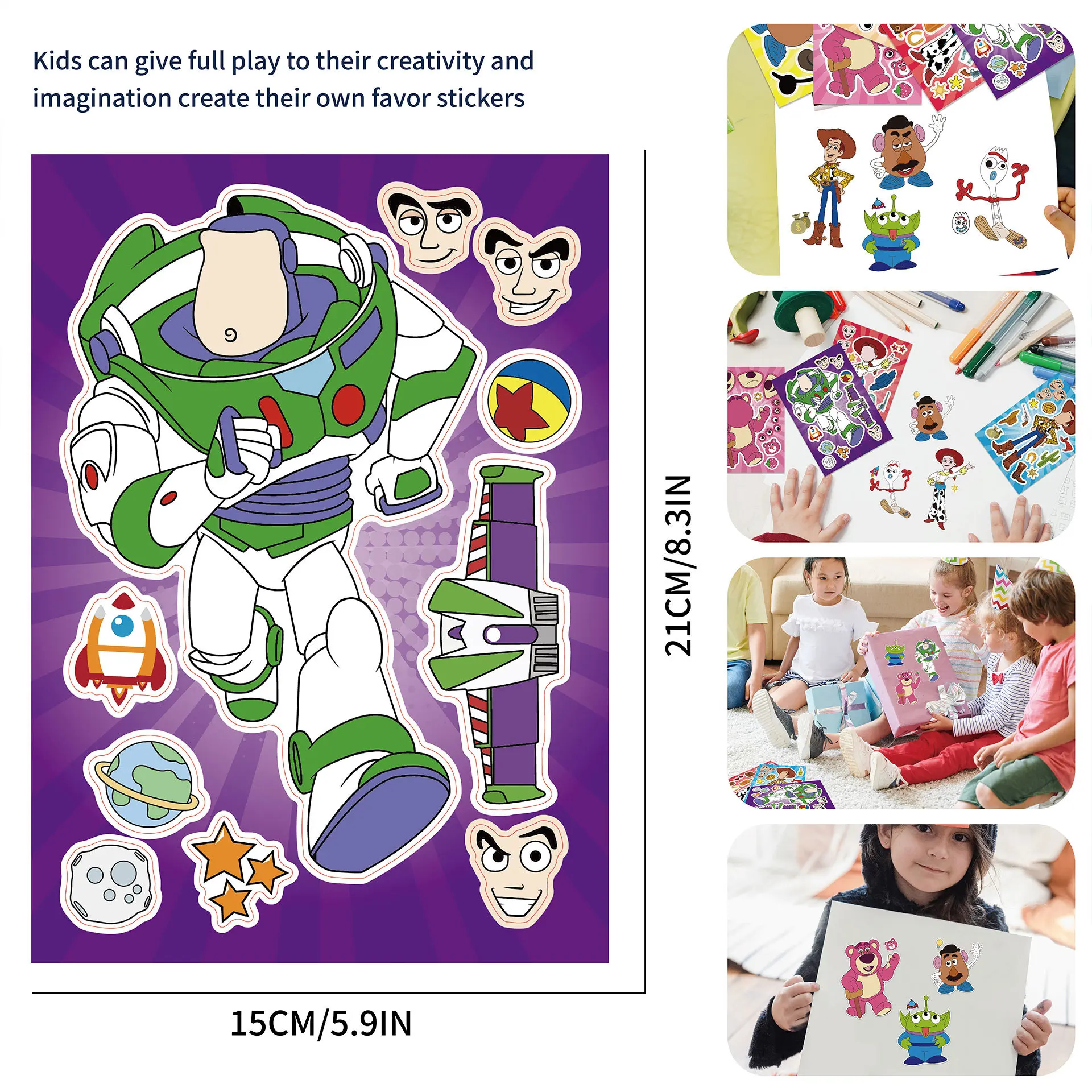 8/16 Pcs Disney Toy Story Make a Face Puzzle Stickers Party Supplies DIY Cartoon Sticker DIY Cartoon Sticker Party Favors