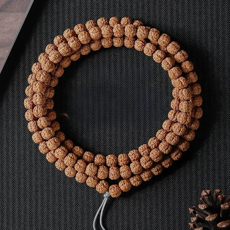 Handmade Chinese Style Lucky 108 Beads Small King Kong Bodhi Bracelet Plum Blossom Pattern Prayer Beads For Men Women Blessing