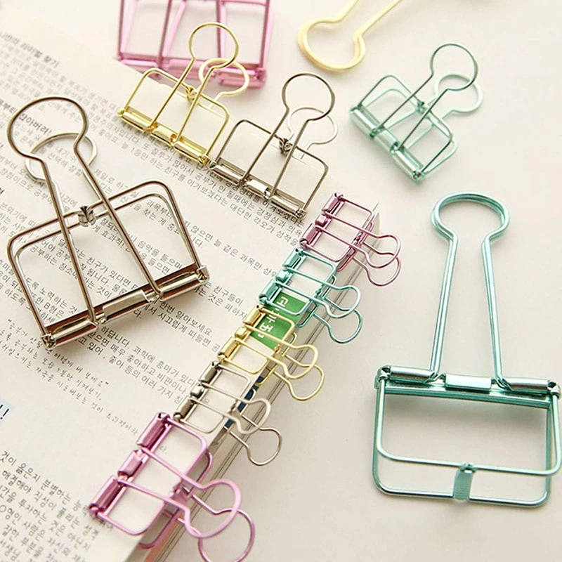 2025 New Stationary Clips Metal Paper Clips Clamp, Available in Multiple Sizes and Colors,Pack of 10