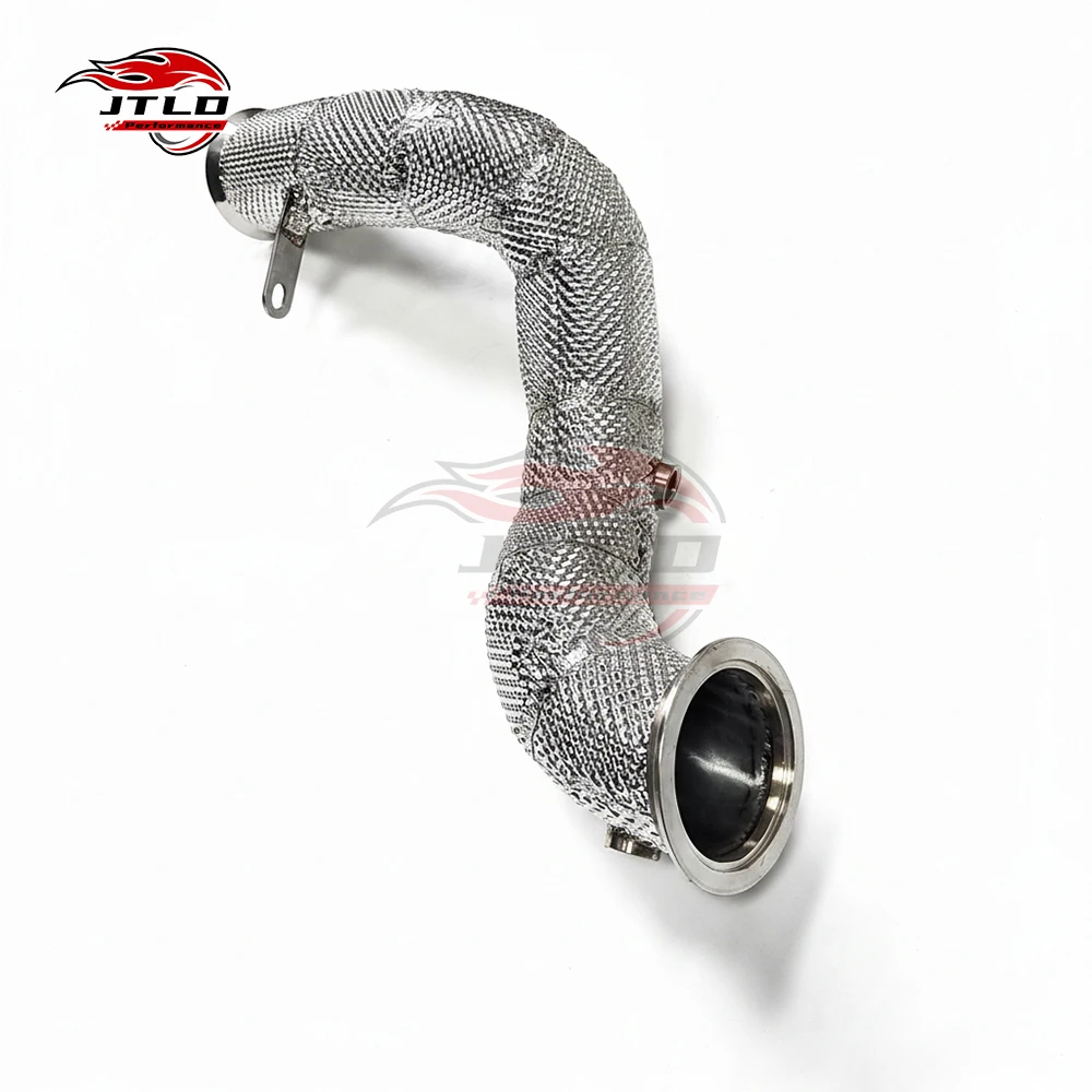 Heat Shielded High Flow Downpipe For Mercedes Benz M274 2.0T | Performance Racing Exhaust Pipe For W205 W213 C200 C300 E200 E300