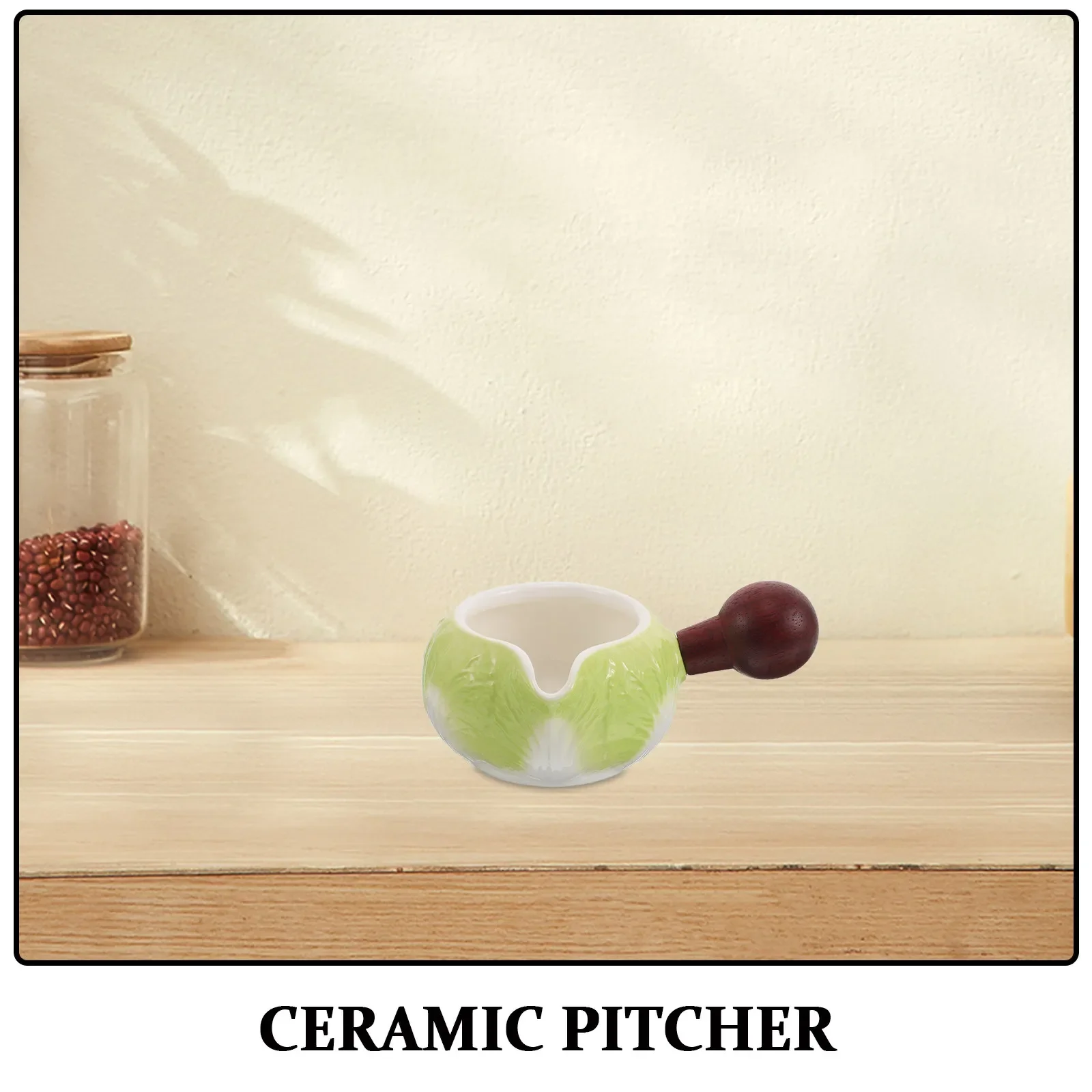 Creative Cabbage Design Ceramic Milk Pitcher 240Ml Sauce Cup with Spout Creamer Jug for Coffee Creamer Dressing Dispenser