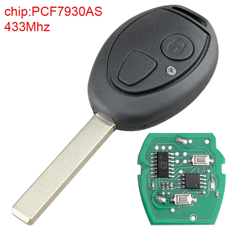 

433Mhz 2 Buttons Car Remote Key Shell Case Fob Fit for Land Rover 75 MG ZT 2002-2005 Key Fob Case Cover with PCF7931AS Chip