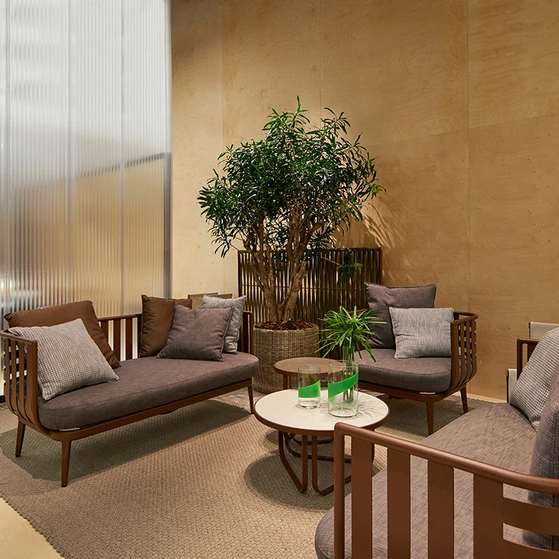 

Современный открытый диван, балкон, двор, ротанг, уличная вилла, сад для отдыха, терраса, скандинавская круглая комбинация