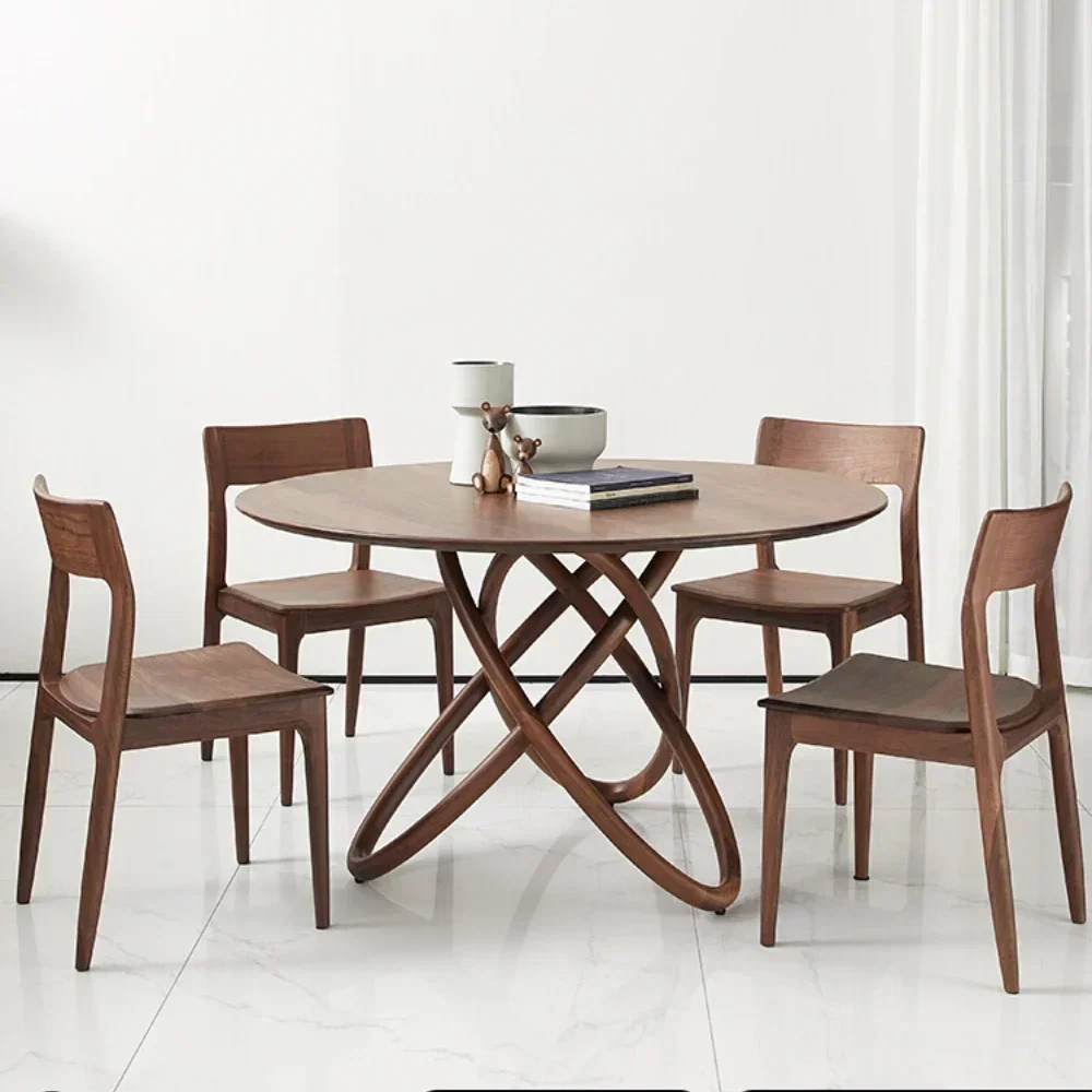

Minimalist North American Black Walnut Wood Table Solid Wood Dining Table Restaurant Round Table