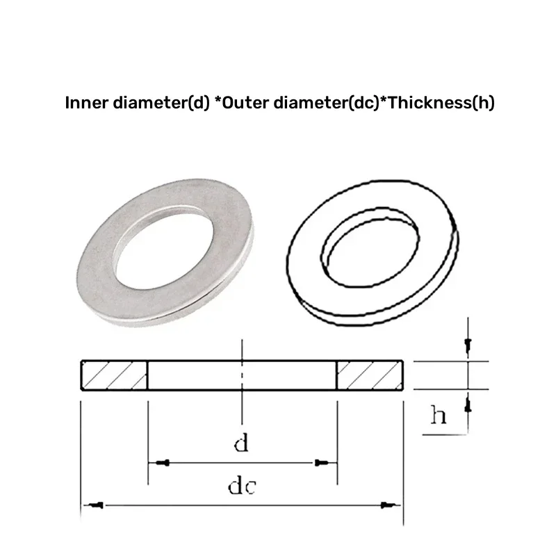 304 A2 Stainless Steel Metal Flat Washer Large Size Oversize Big Wider Plain Gasket O Ring M2M2.5M3M4M5M6M8M10M12M14M16M18M20