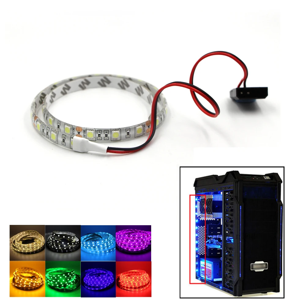 PC led strip Computer Case Adhesive tape Light 5050 SMD Flexible LED Strip 12V Background light PC Gamer Computer Desktop Lamp