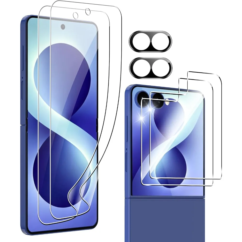9H Hardness Tempered Glass Inner+Back+Outer Screen Protectors for Samsung Galaxy Z Flip 8 HD Lens Film Anti-scratch Protective