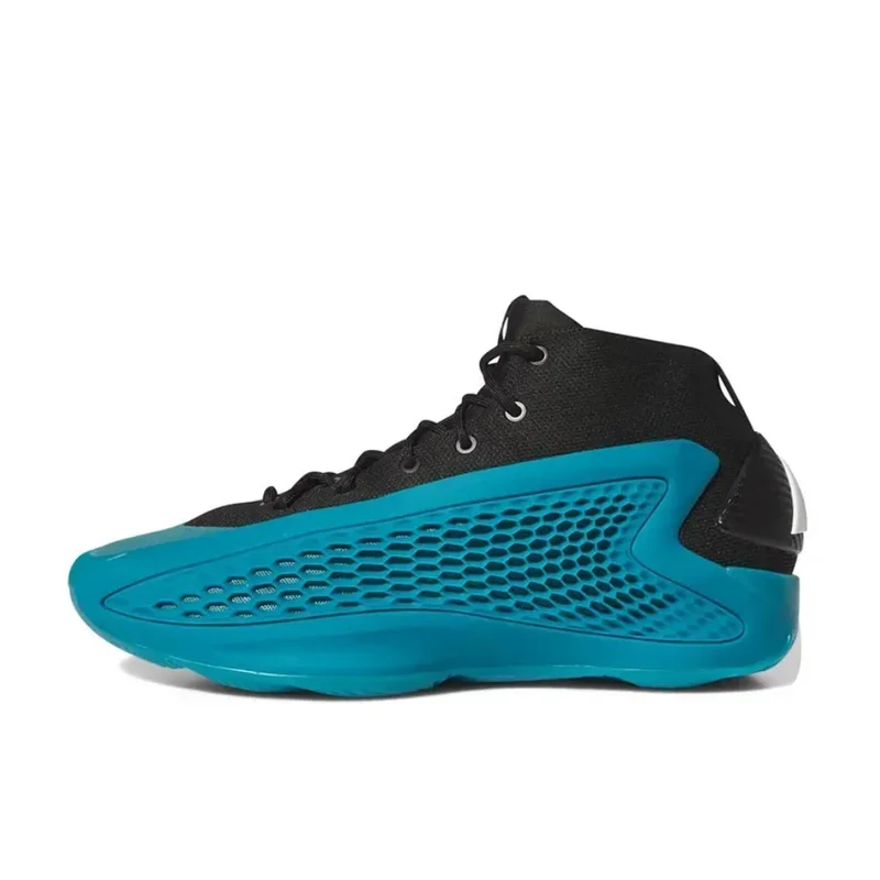 Adidas A.E.1 Men's Mid Top Basketball Shoes Comfortable Shock Absorption Wear-resistant Anti-skid Blue and Black Colorway