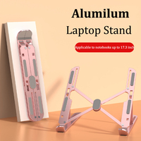 Laptop Bracket Foldable Aluminum Notebook Stand Portable Pink Raising Heat Dissipation Laptop Computer Stand Holder Accessories