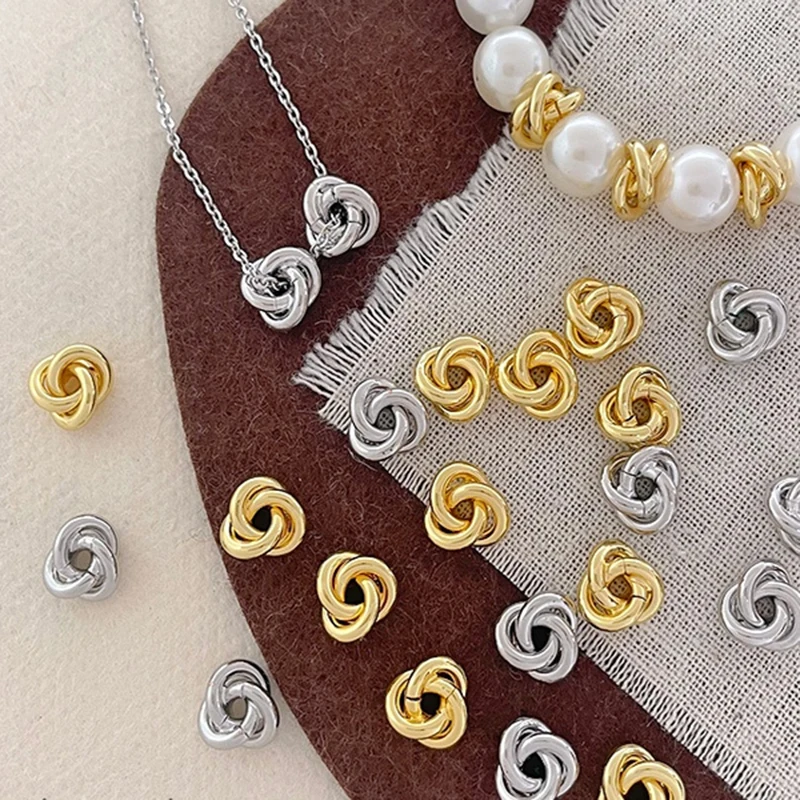 6pcs Copper Hollowed-out Circles ​woolen Knots Bead Separators Rings Diy Handmade Necklace Accessory Material
