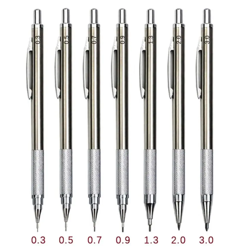 0.3/0.5/0.7/0.9/1.3/2.0/3.0MM Mechanical Pencil Metal Sketch Comics Design Automatic Pencil Drawing Writing Tool Movable Pencil