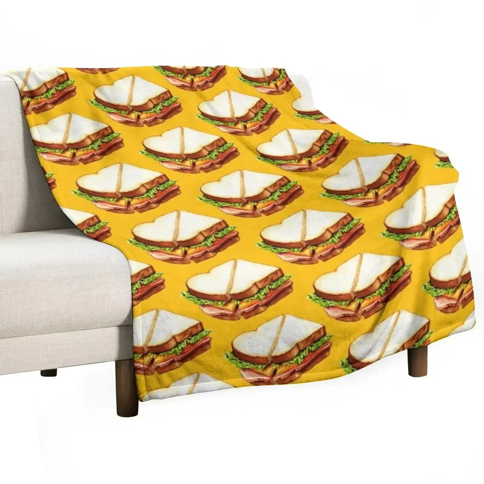 Ham Sandwich Pattern Throw Blanket Decorative Sofa Flannels Blankets