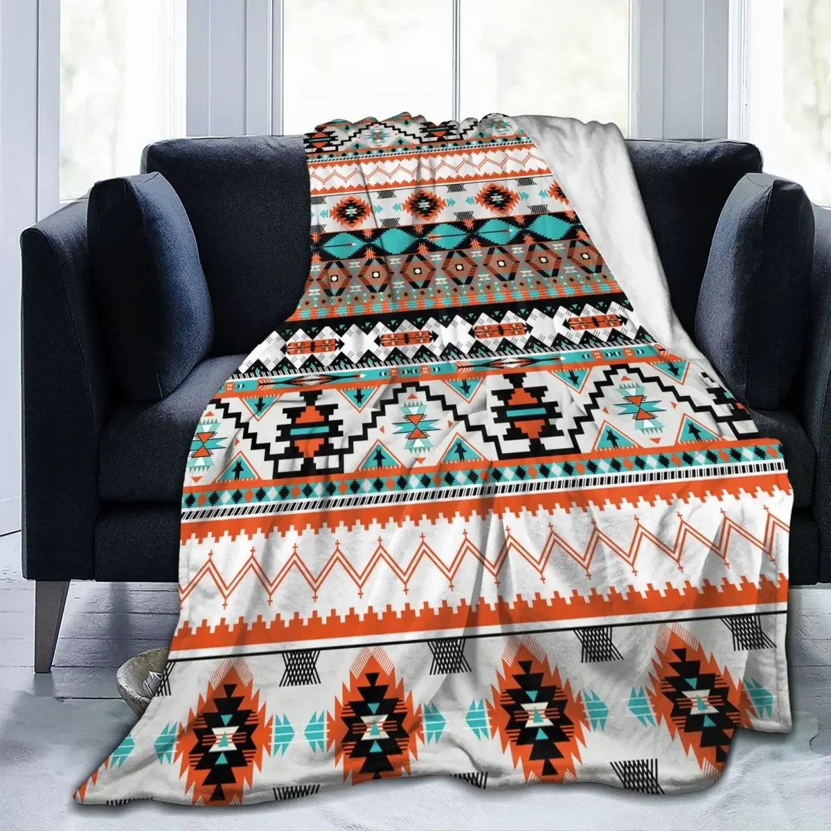 Ancient Colorful Aztec Tribal Indiana Merchandise Blanket Flannel Print Bedding African Southwest Throw Blanket Relax Super Soft