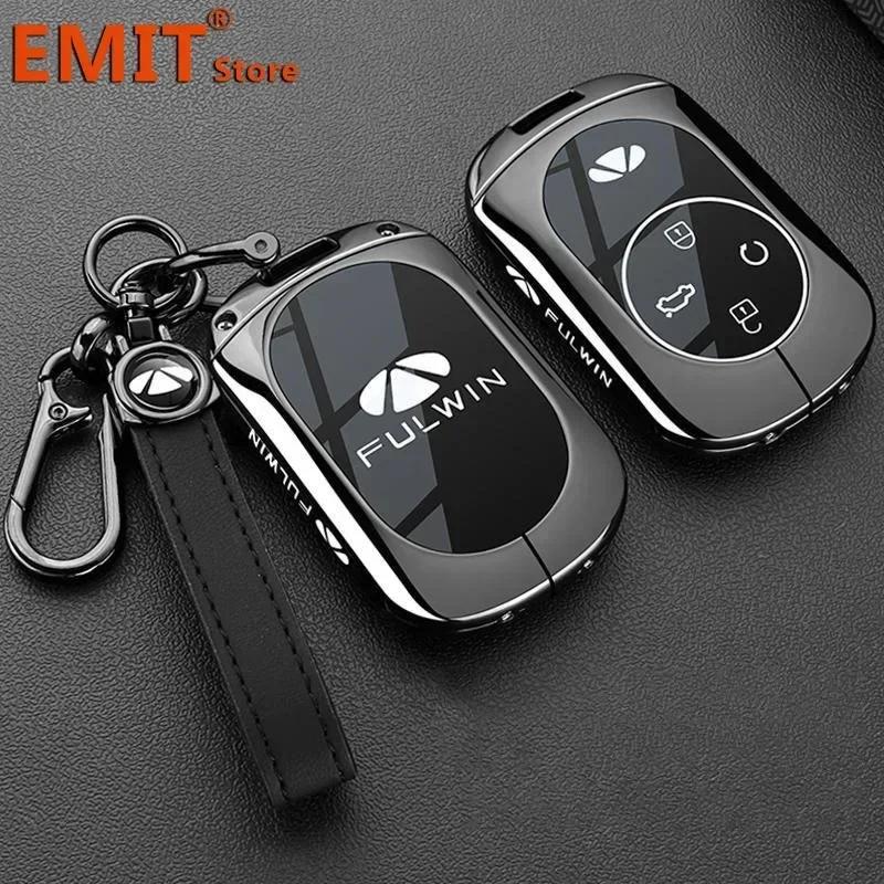 Zinc Alloy Car Key Fob for Chery Fulwin T9 Fengyun Remote Protection Cover Shell Keychain Housing Ring Holder Case Accessories