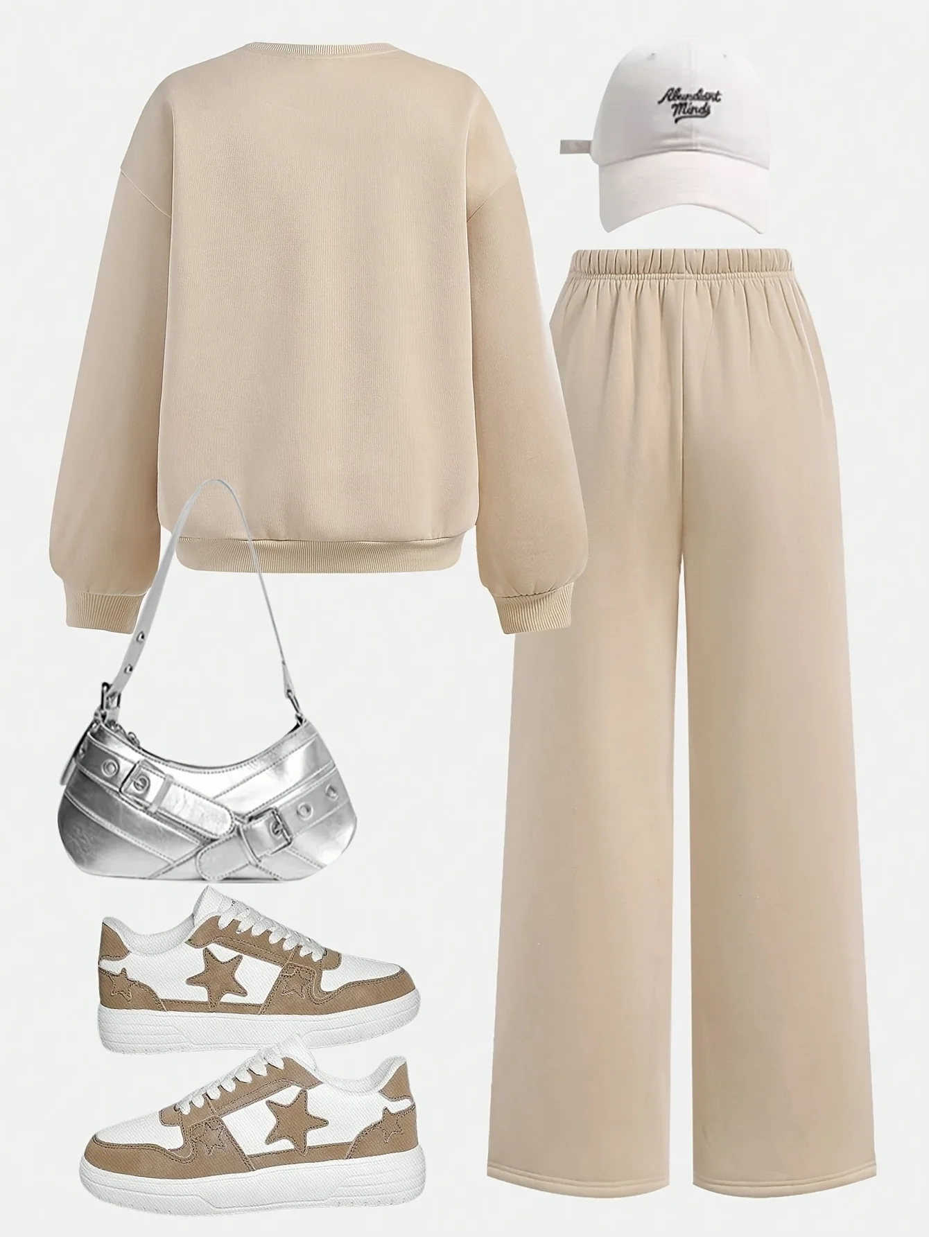 ملابس أطفال للبنات، طقم ملابس خريفي، بلوفر بناتي برقبة دائرية وسراويل واسعة الساق، سويت شيرت بناتي برقبة دائرية وسراويل رياضية مكونة من قطعتين، ملابس أنيقة بلون سادة #2