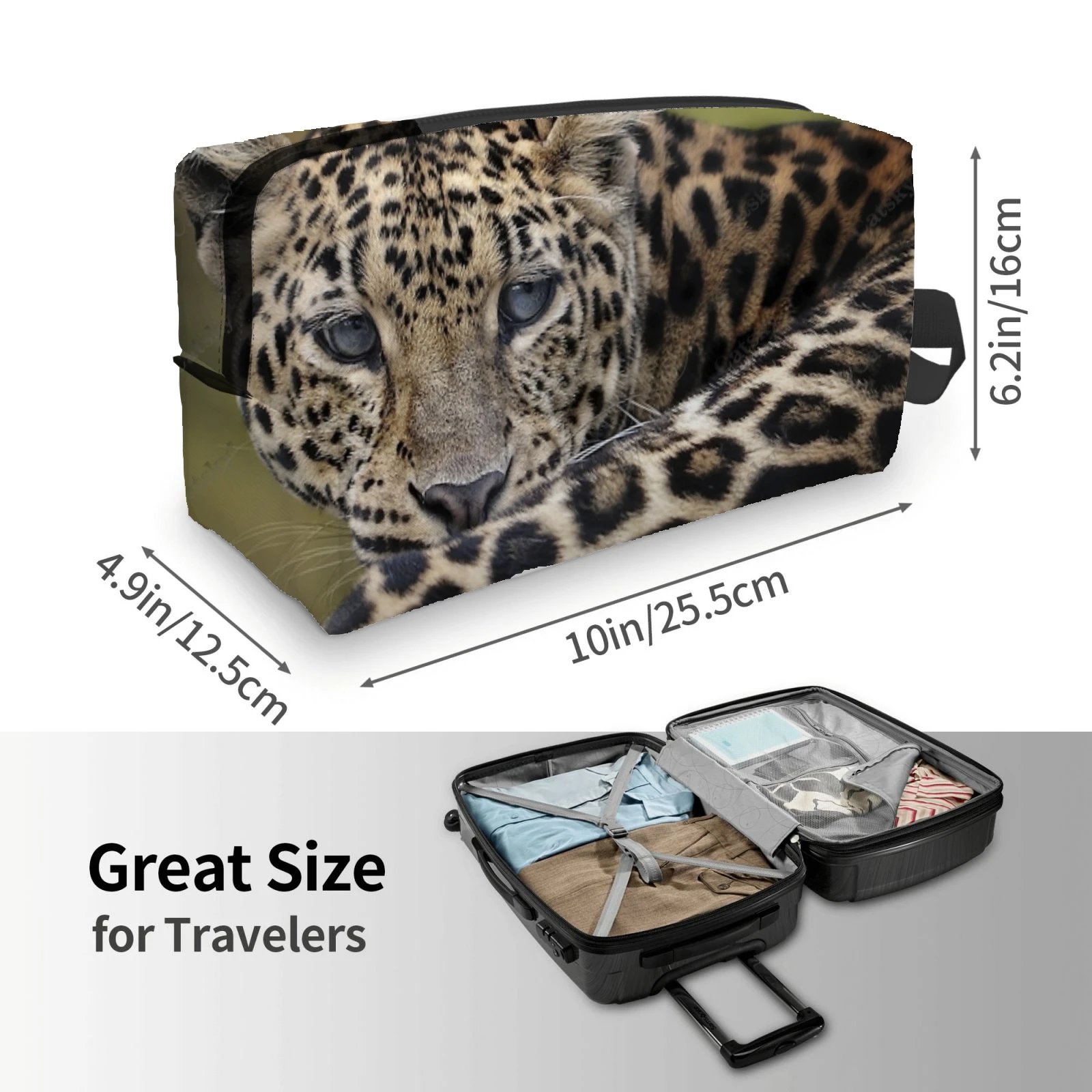 Leopard Animal Cosmetic bag for women with printed patterns fashionable large-capacity beauty storage toiletry cosmetic bag