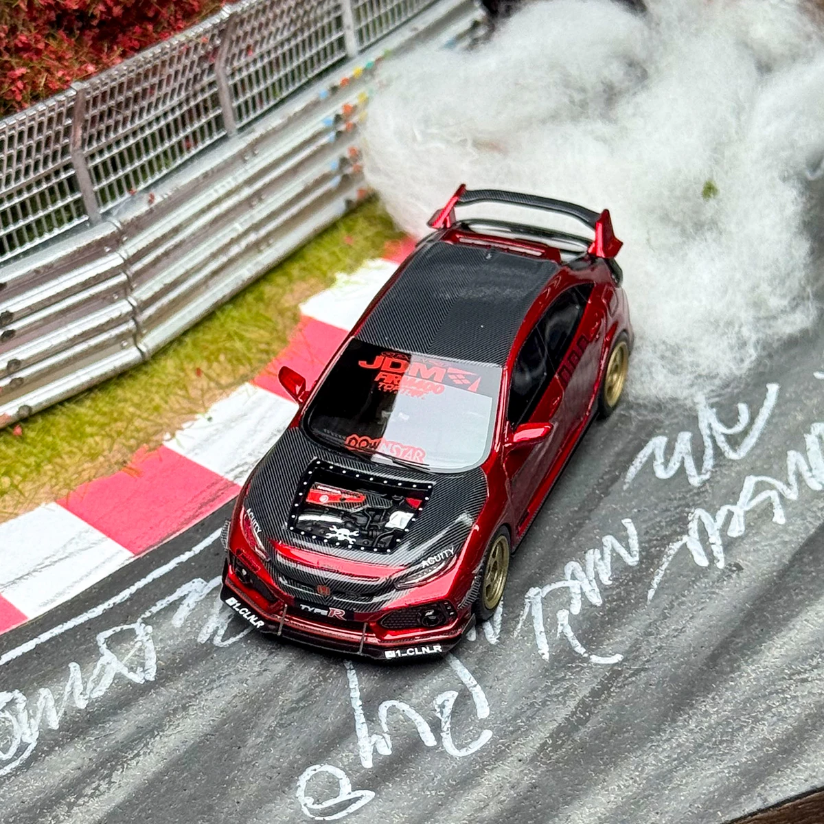 1:64 FK8 Type-R نموذج سيارة راتينج ثابت تنافسي، زخرفة قابلة للجمع، هدية مخصصة، لعبة مجسمة للسيارة