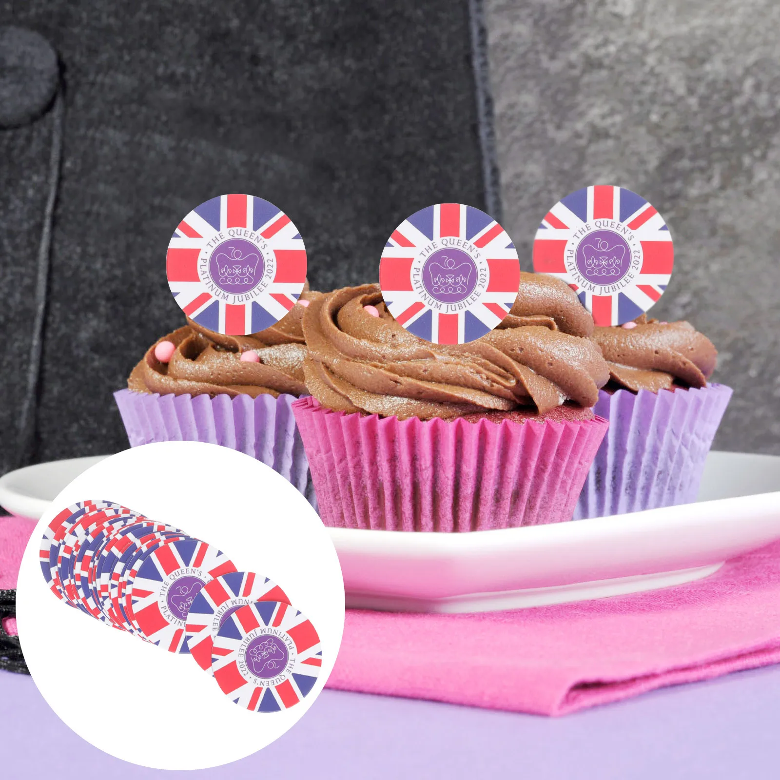 24 peças palhetas de bolo com bandeira do reino unido, decoração de festa, adornos de bolo, acessórios criativos de sobremesa, palhetas de cupcake