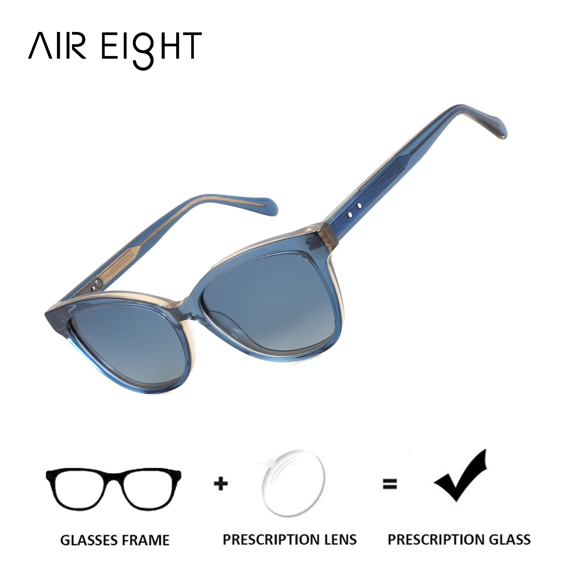 AIR EIGHT S Size Cat Eye For Women Acetate Prescription Sunglasses Polarized UV400 Vacation Travel Glasses