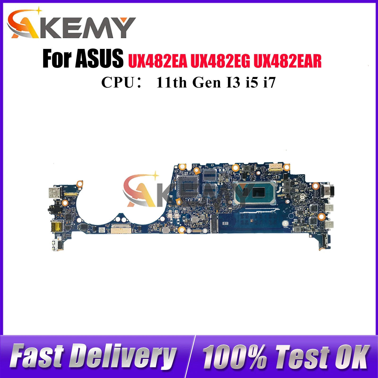

UX482EA Laptop Motherboard For ASUS UX482EA UX4100E UX482EGR UX482E UX482EG UX482EAR BX482E BE482E Mainboard 11th Gen I3 i5 i7 U