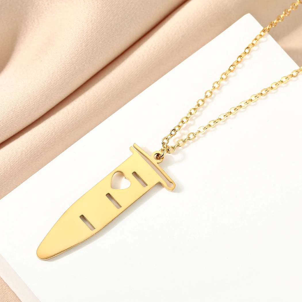 CHENGXUN Microcentrifuge Pendant Necklace for Women Girls Stainless Steel Test Tube Heart Charm Neck Chain Biology Jewelry Gift