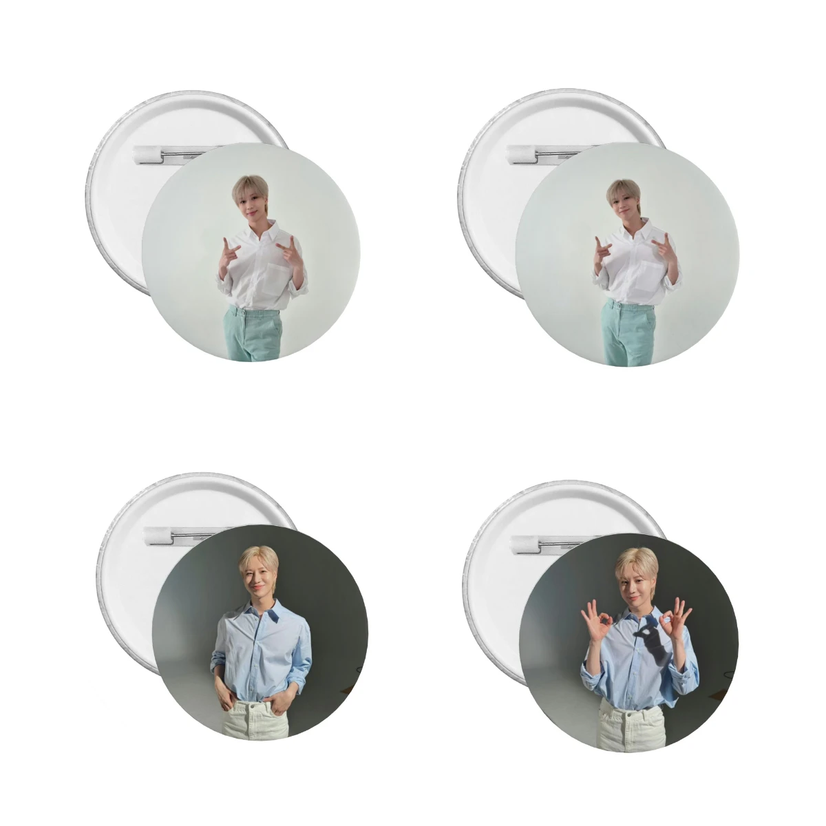 4PC/SET Korean Group SHINEE Lee Tae-min HD Poster Li Taimin Lifestyle Photo Picture Laser Fine Flash Bang Brooch Bag Decor Pins