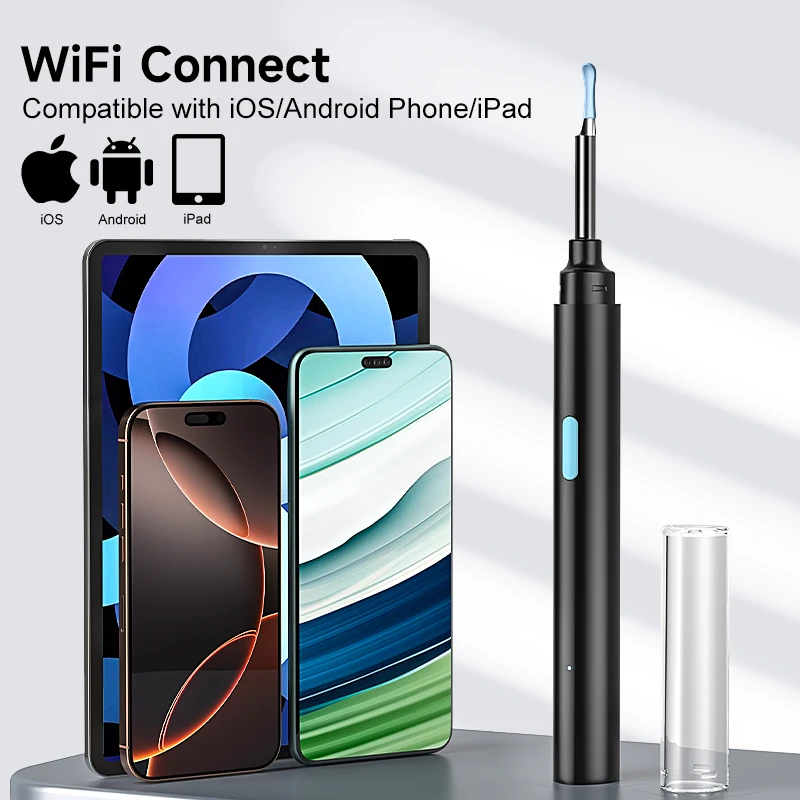 Visual Wireless Otoscope Ear Scope 4.2mm 1080P HD Camera for iPhone/Android WiFi Endoscope Ear Picker with Ear Wax Removal Tools