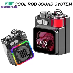 GAMINJA Wireless Bluetooth Metal Mechanical Speaker With LED Display Screen  RGB Desktop Subwoofer Support Calendar Alarm Clock