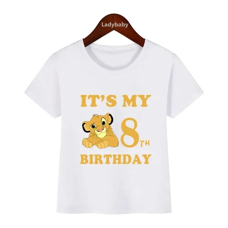 Disney Lion King Cute Simba Print Kids Clothes It\'s My 1 2 3 4 5 6 7 8 9 Years Birthday Boys Girls Tshirt Baby Children T-Shirts