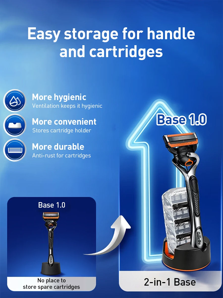 Gillette ProGlide 3. Generation Rasierset 1 Griff 4 Klingen 360°-Schwenkbolzen 5 Nanometer-Klingen Doppelte Gleitstreifen Basis-Trimmer – Detail 9
