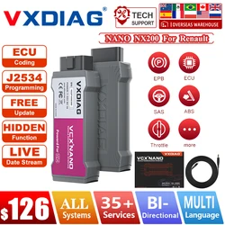 VXDIAG VCX NANO NX200 For Renault Auto All Systems Diagnostic Tool Nano For Renault J2534 ECU Coding/programming OBD2 Scanner