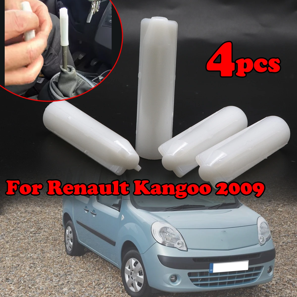 

4pcs Inner Sleeve For Renault Kangoo Gear Shift Knob Stick Rod Lever Pen Adapter Car Replacement Part 2008 2009 2010 2011 2012-