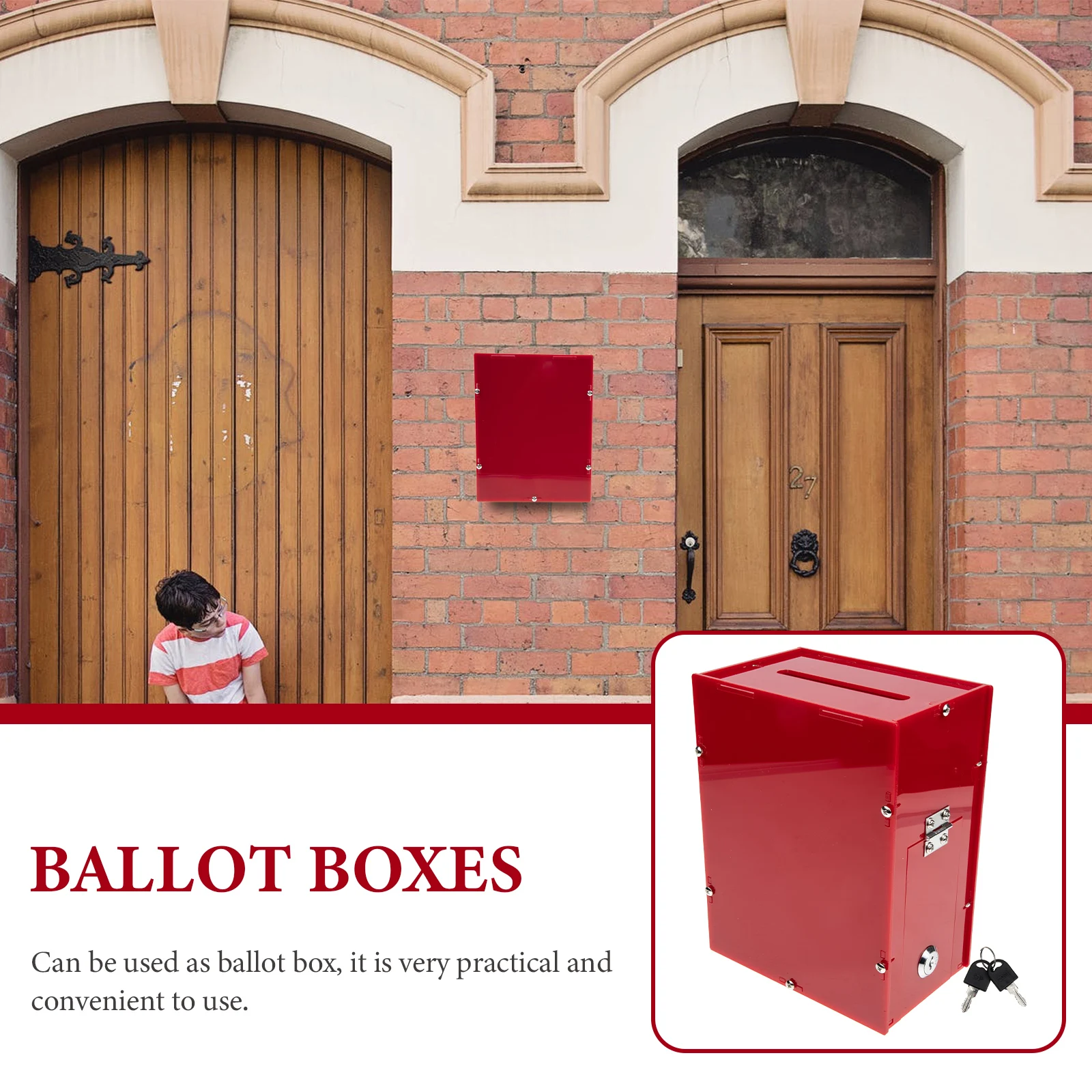 

Portable Acrylic Voting Box Ballot Case Lock Smooth Edges Transparent Donation Suggestion Multipurpose Collection Storage Box