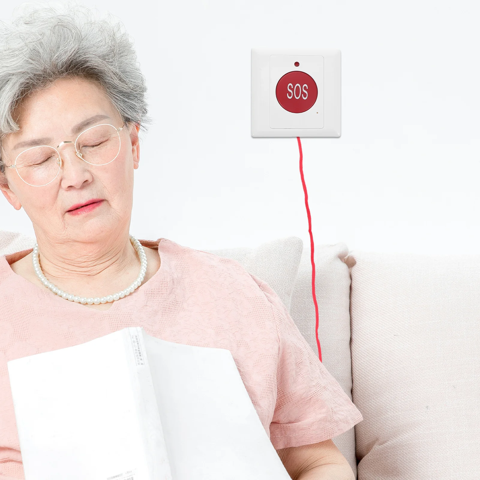 Noodoproepknop voor ouderen en aan de muur gemonteerde bedbel Eenvoudig te gebruiken hulpsysteem Belbel