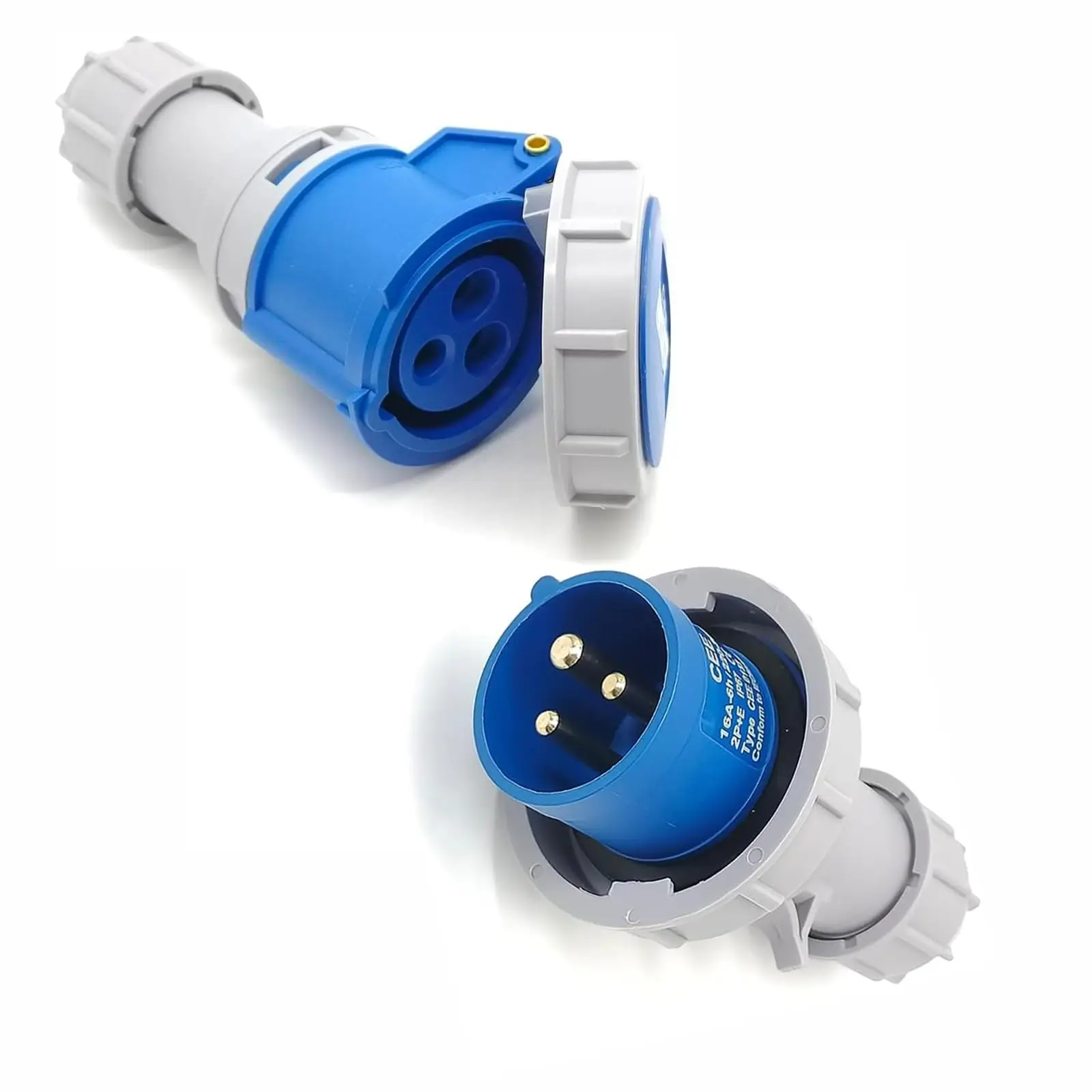 IEC 60309 16A 220V 3 Pin Male Female Connector, 2P+E 6h Industrial Plug Set, Waterproof IP67 50/60Hz 250V