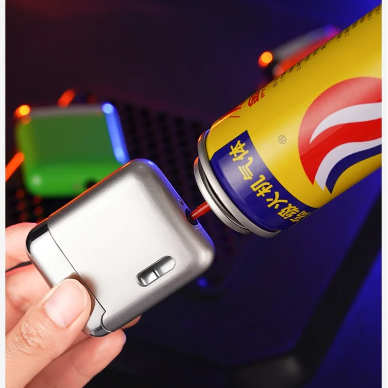 Новейшая надувная зажигалка для сигар с красным пламенем, ветрозащитный корпус из сплава, прозрачная вентиляционная зажигалка для сигарет и аксессуары для курения