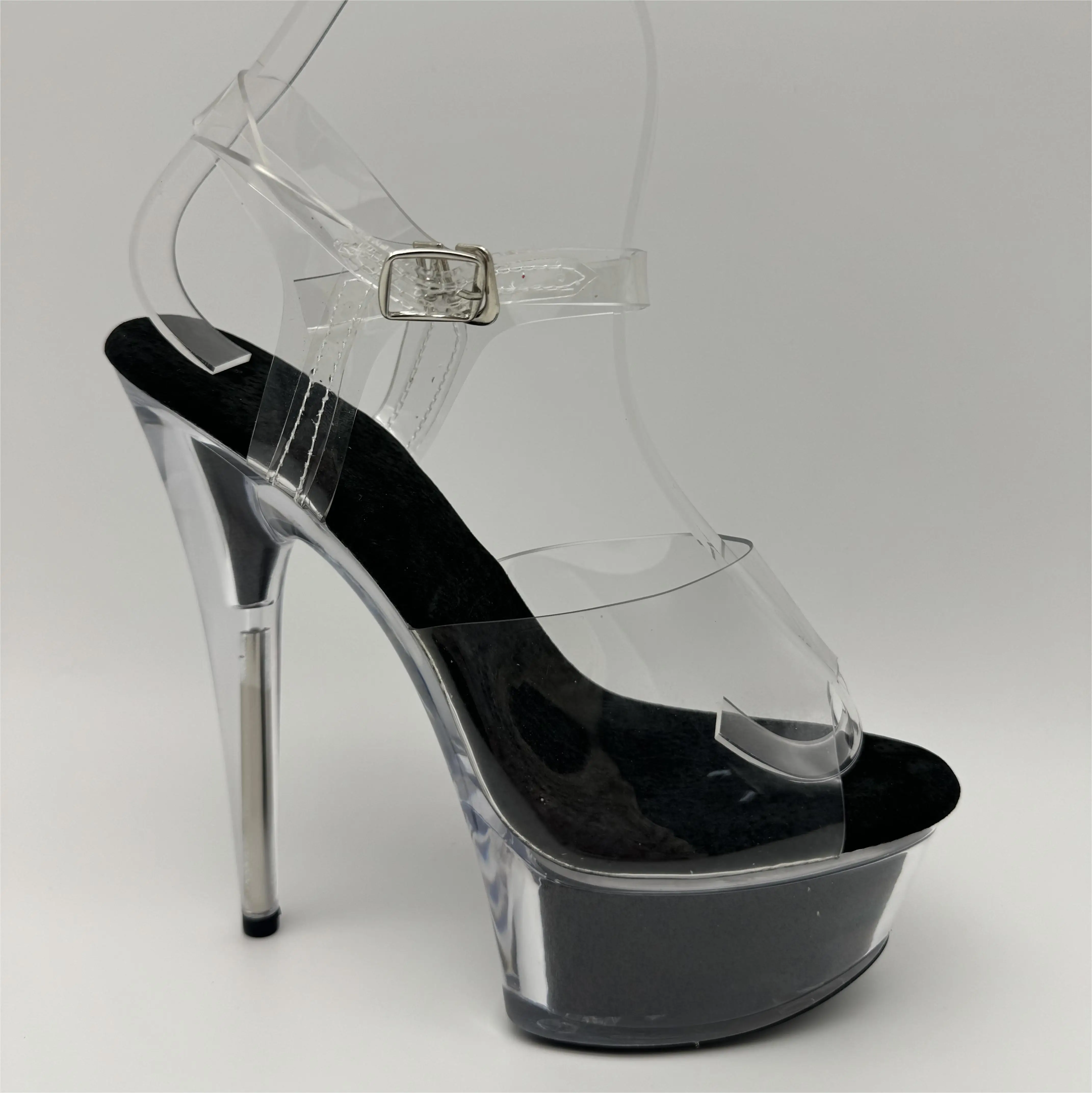 

Sexy high-heel 17cm clear crystal sandals with waterproof platform, sexy nightclub model Sandals