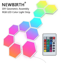 3/6PCS RGB LED Quantum Hexagon Lamp Touch Night Light Bedroom Honeycomb Decoration Wall Lamps Wireless Control Colorful Light