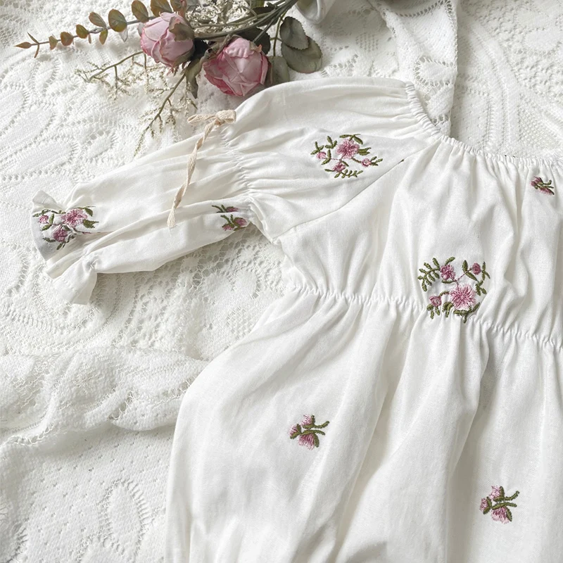 2024 New Autumn 0-24M Children Clothes Infant Baby Girls Jumpsuit Long Sleeved Cotton Embroidery Newborn Baby Girls Bodysuits