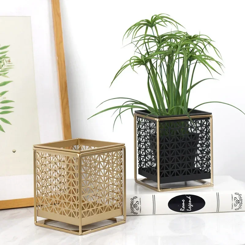 Limited Nordic Light Luxury Gold Hollowed Flower Pot Creative Fashion Balcony Plant Stand Simple Atmosphere Indoor Decor Shelf