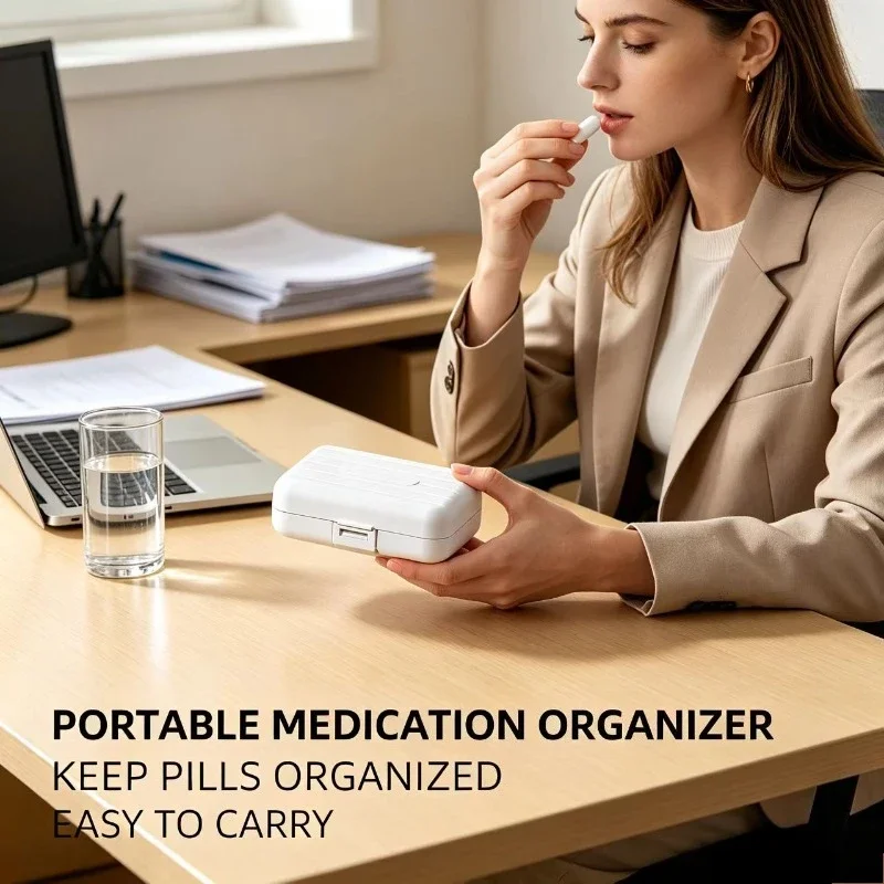 Portable Mini Medicine Box Double Sealed Pill Storage Compartment for Seven Days Snap-on Compartment Travel Health Organizer